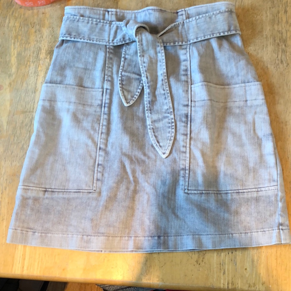 Rebecca Taylor Gray Mini Skirt with Tie Front